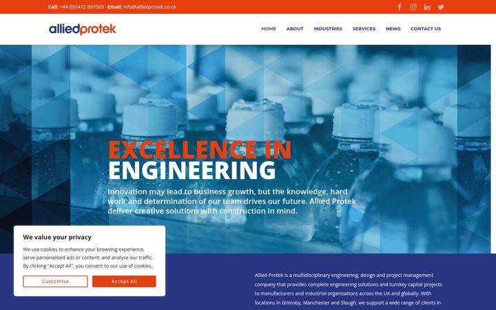 Screenshot di alliedprotek.co.uk