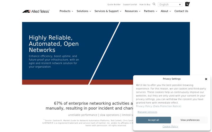 Screenshot of alliedtelesis.com