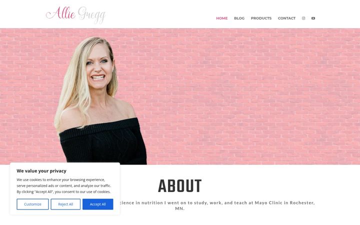 Screenshot of alliegregg.com