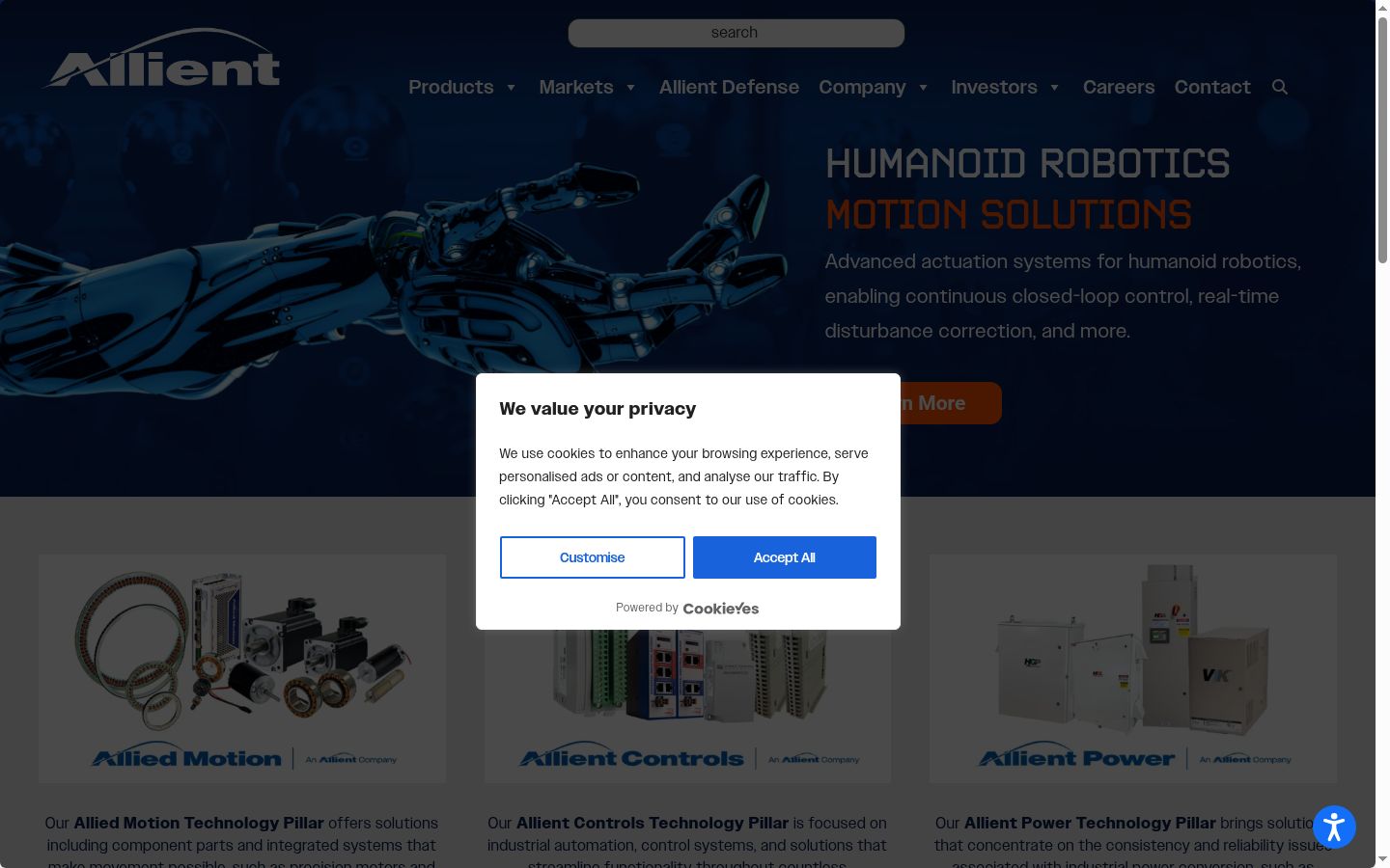 Screenshot of the consent banner shown before any interaction