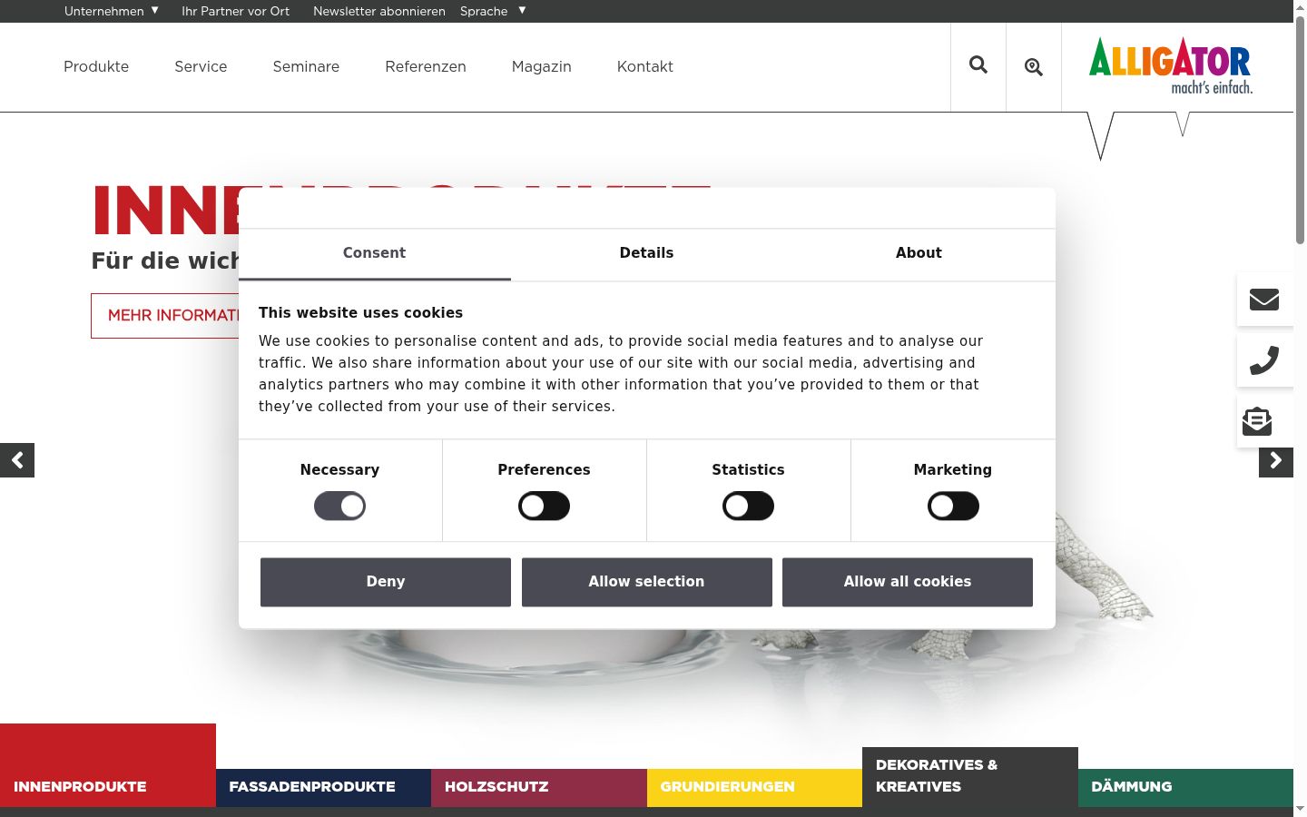 Screenshot of the consent banner shown before any interaction