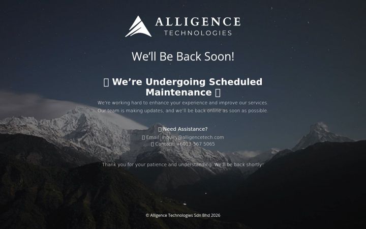 Screenshot of alligencetechnologies.com.my