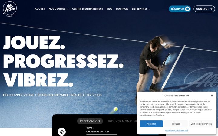 Screenshot von allin-padel.com