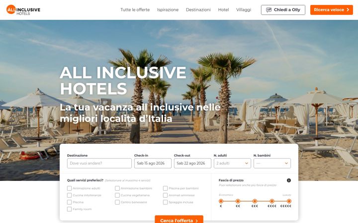 Ekrano kopija allinclusivehotels.it