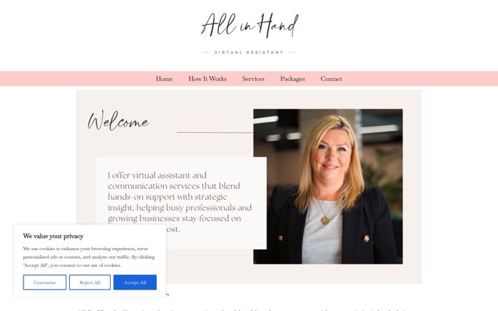 Screenshot of allinhand.co.uk