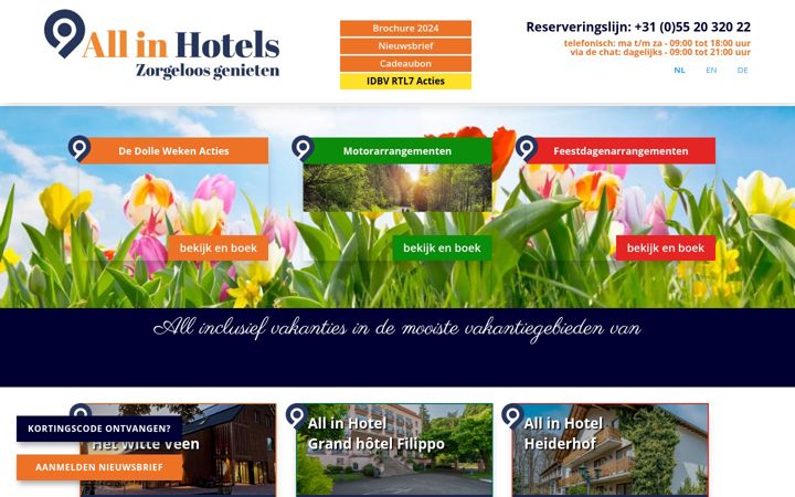 Skærmbillede af allinhotels.nl