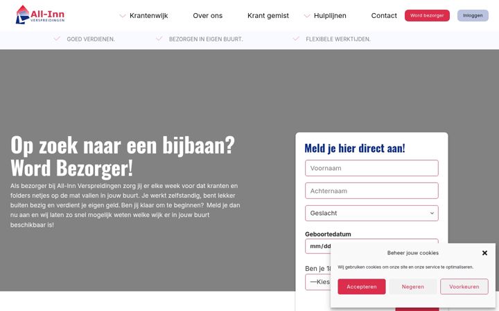Skærmbillede af allinnbezorger.nl