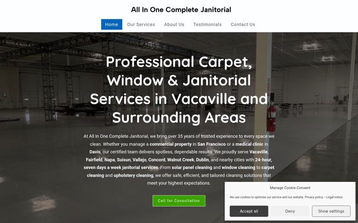 Screenshot of allinonecompletejanitorial.com