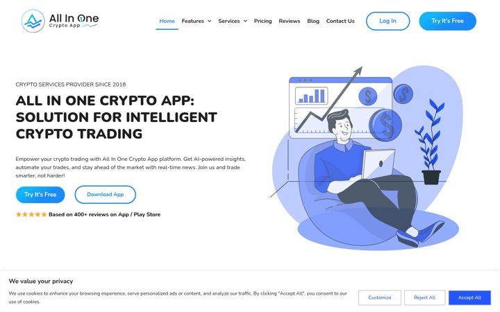 Screenshot of allinonecrypto.app