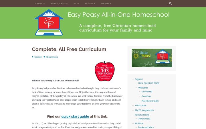 Screenshot of allinonehomeschool.com