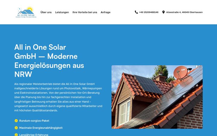 Screenshot of allinonesolar.de