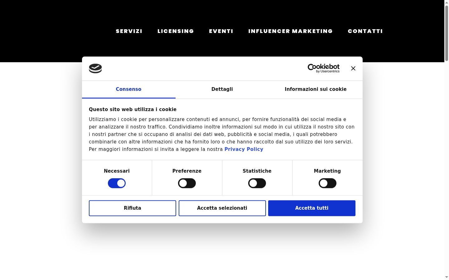 Sutikimo reklamjuostės, rodytos prieš bet kokią sąveiką, ekrano kopija