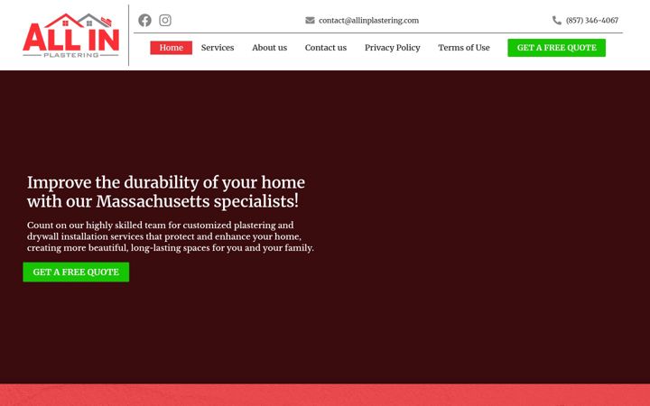 Screenshot of allinplastering.com