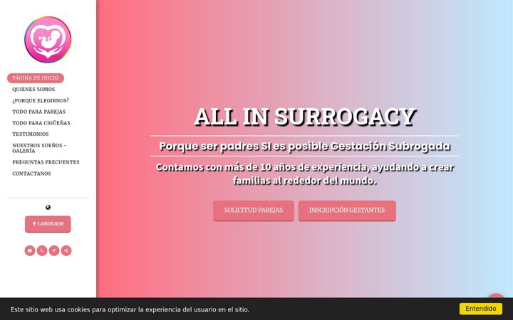 Screenshot of allinsurrogacy.com