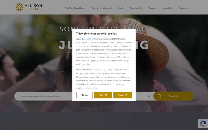 Screenshot of allison-homes.co.uk