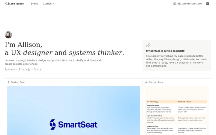 Screenshot of allisonnance.com