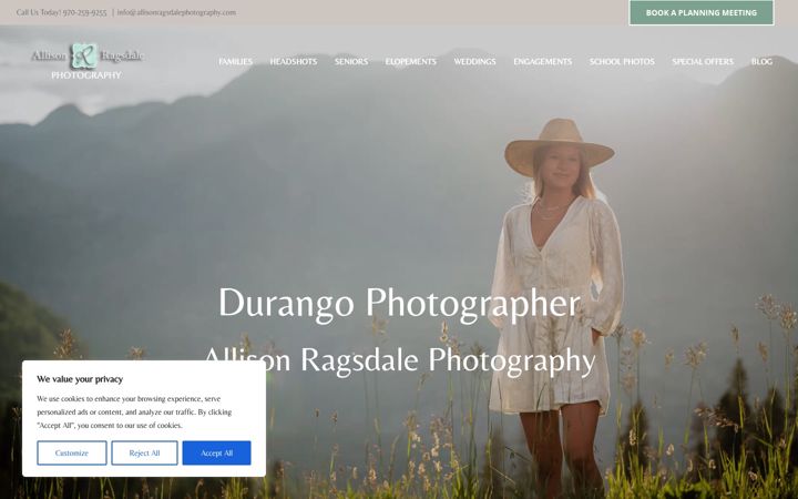 Screenshot of allisonragsdalephotography.com