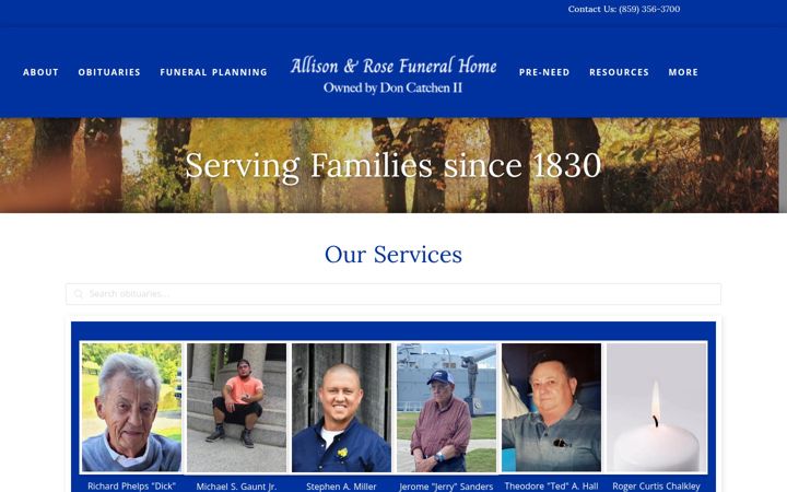 Screenshot of allisonrosefuneralhome.com