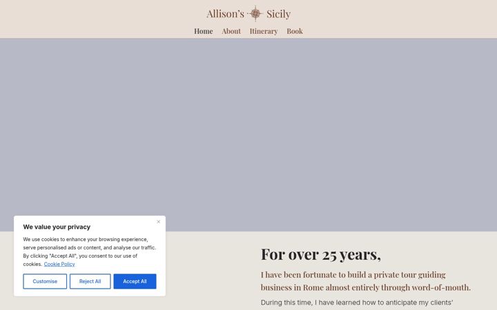 Screenshot of allisonsicily.com