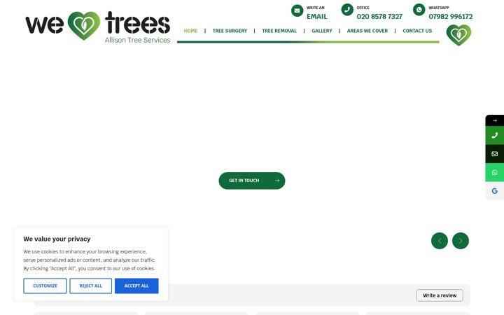 Screenshot stránky allisontreeservices.co.uk