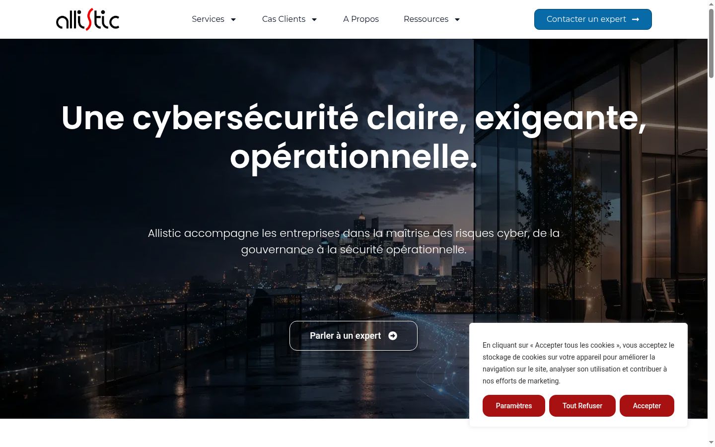Capture d'écran de la bannière de consentement affichée avant toute interaction