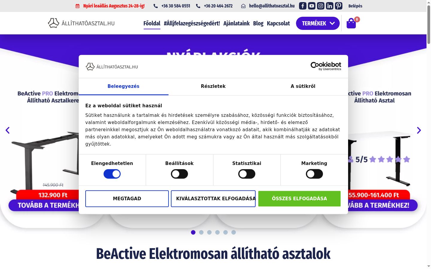 Screenshot des Einwilligungsbanners vor jeglicher Interaktion