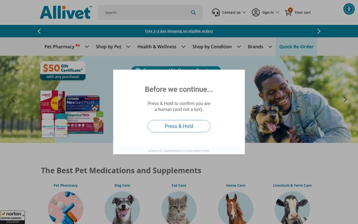 Screenshot of allivet.com
