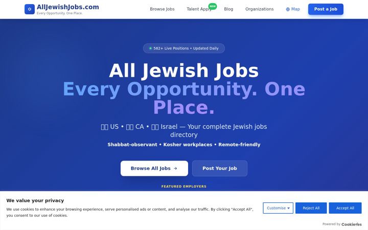 Screenshot of alljewishjobs.com