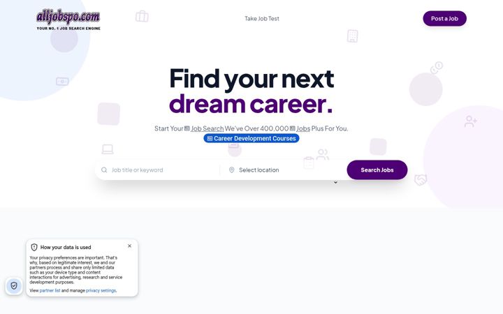 Screenshot of alljobspo.com