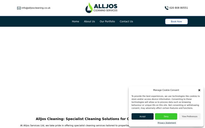 Screenshot of alljoscleaning.co.uk