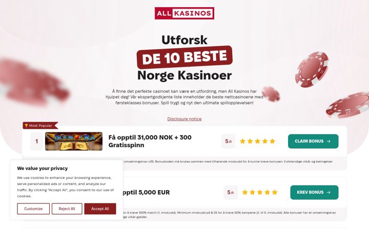 Screenshot of allkasinos.com