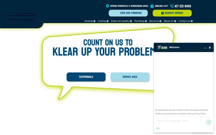 Screenshot of allklearplumbingheatingandcooling.com