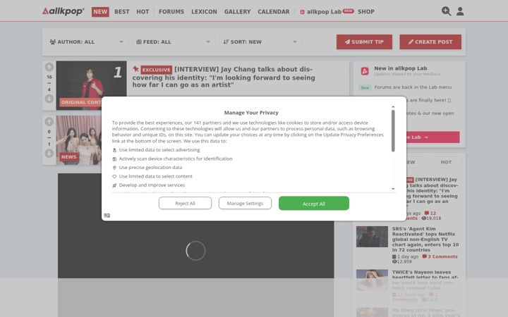 Posnetek zaslona allkpop.com
