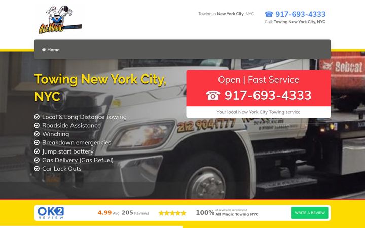 Screenshot of allmagictowing.com