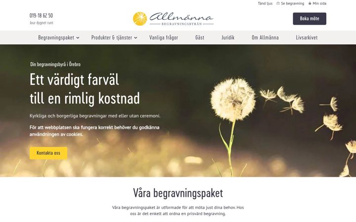 Screenshot of allmannabegravningsbyran.se