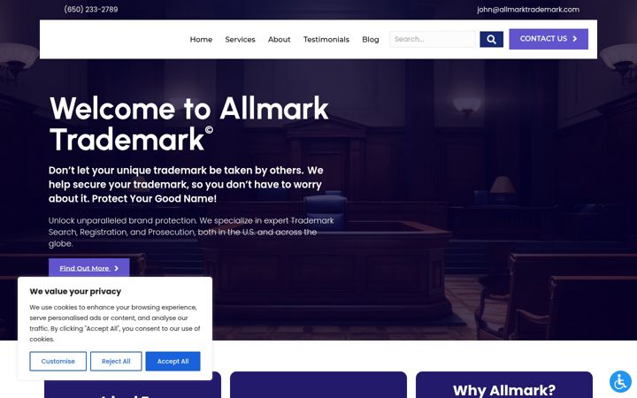 Posnetek zaslona allmarktrademark.com
