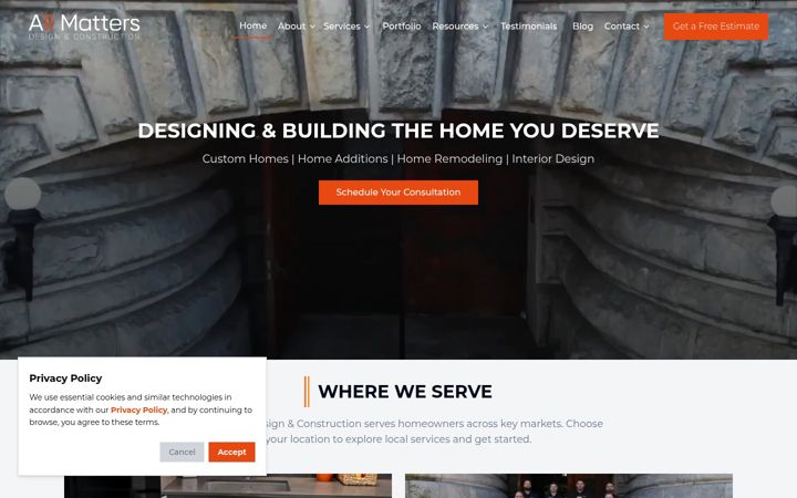 Screenshot of allmattersconstruction.com