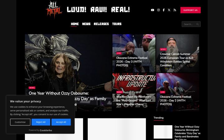 Screenshot of allmetal.media