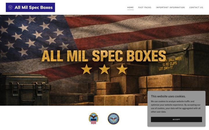 Screenshot of allmilspecboxes.com