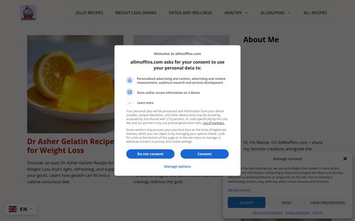 Skærmbillede af allmuffins.com