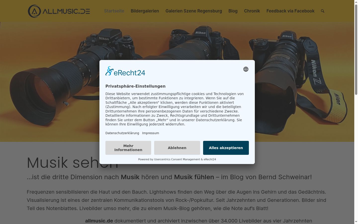 Ekrānuzņēmums ar piekrišanas baneri, kas tika rādīts pirms jebkādas mijiedarbības