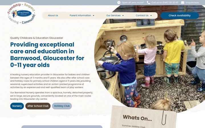 Screenshot of allmyfriendschildcare.co.uk