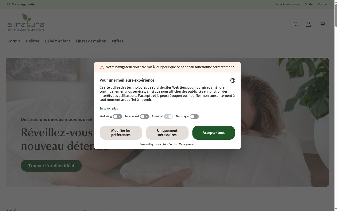 Kuvakaappaus suostumusbannerista, joka näytettiin ennen mitään vuorovaikutusta