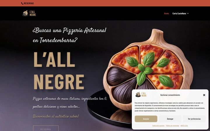 Snímek obrazovky allnegrepizzeria.com