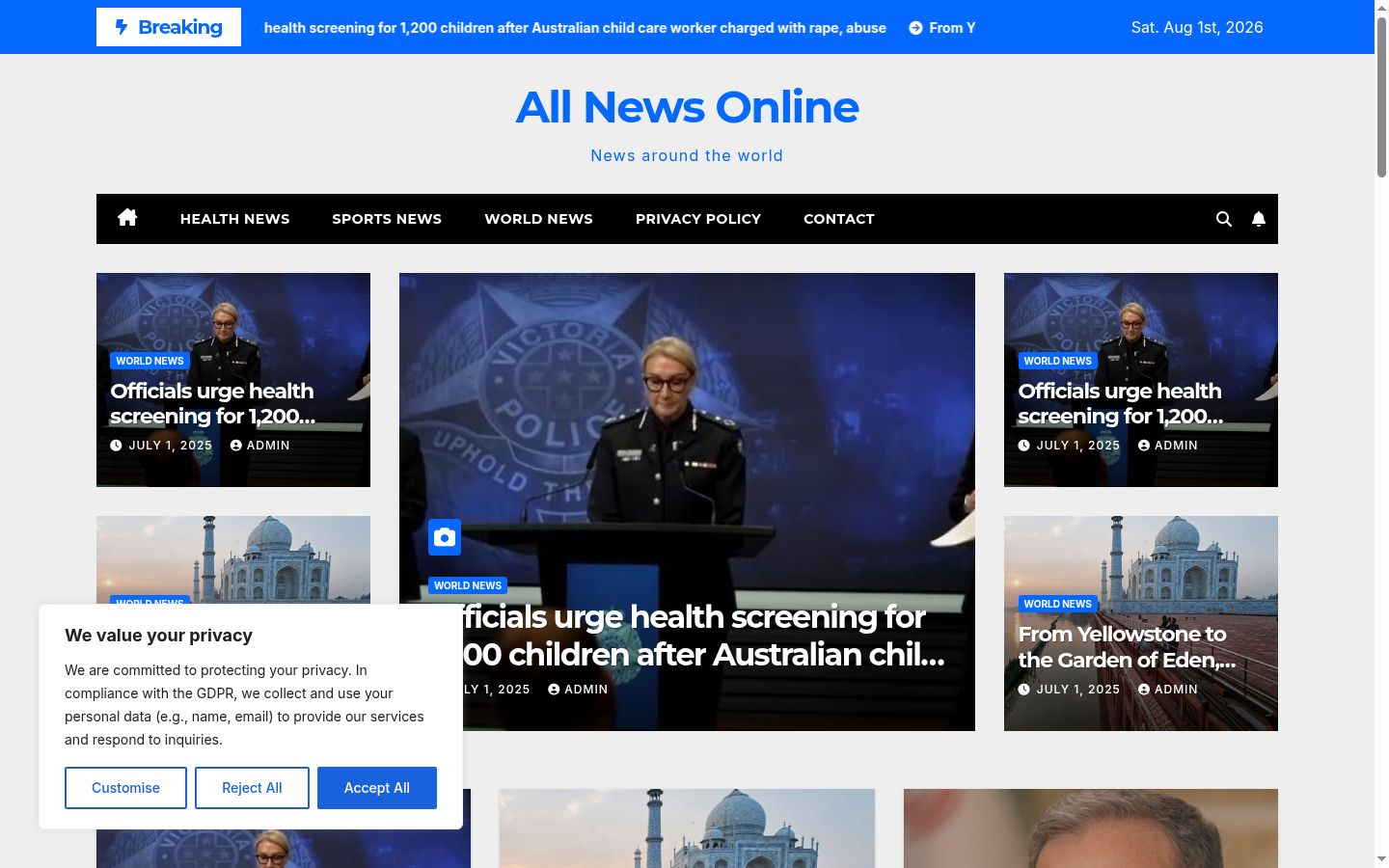 Screenshot del banner di consenso mostrato prima di qualsiasi interazione