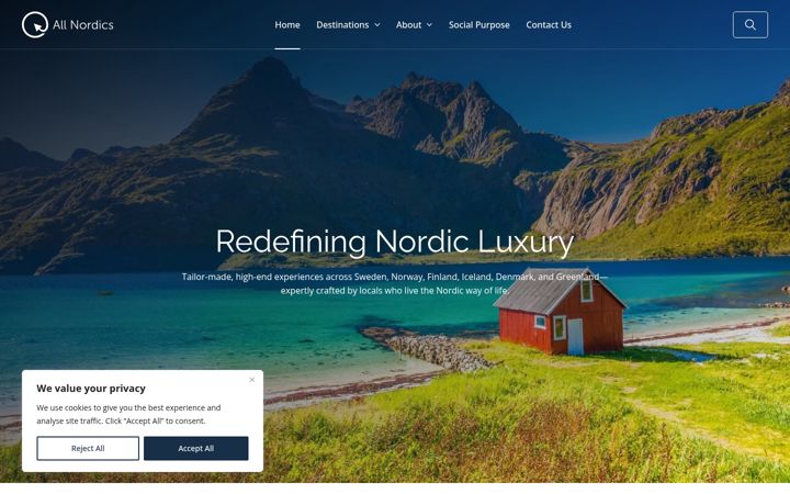 Snímek obrazovky allnordics.com