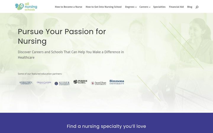 Screenshot of allnursingschools.com