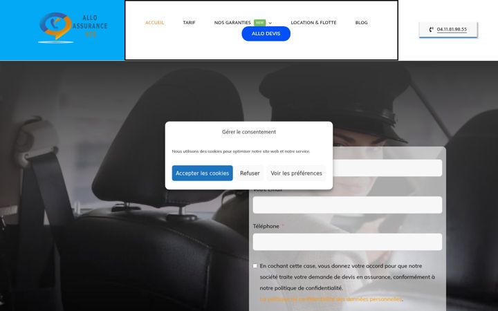 Snímek obrazovky allo-assurance-vtc.fr
