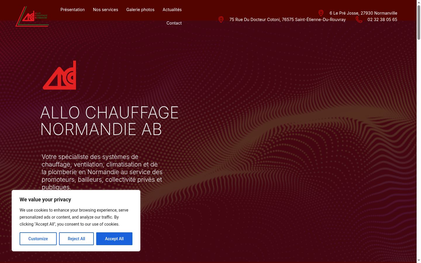 Captura de pantalla del banner de consentimiento mostrado antes de cualquier interacción
