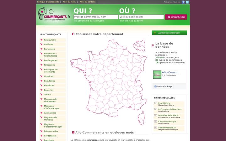 Snímek obrazovky allo-commercants.fr